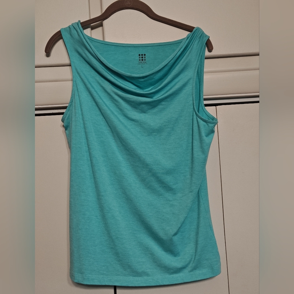 Title Nine Teal Draped Neck Tank Top